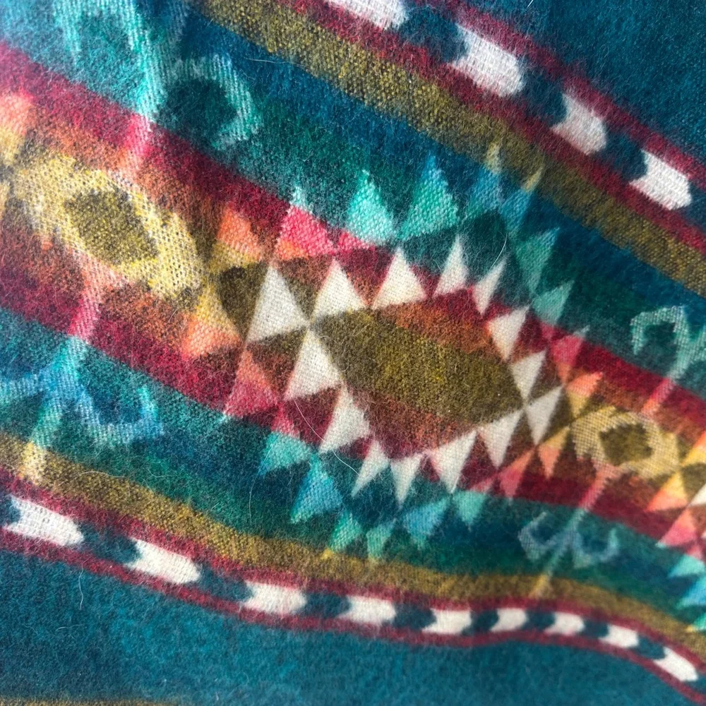 Colorful Geometric Pattern Poncho - Picture 3 of 3